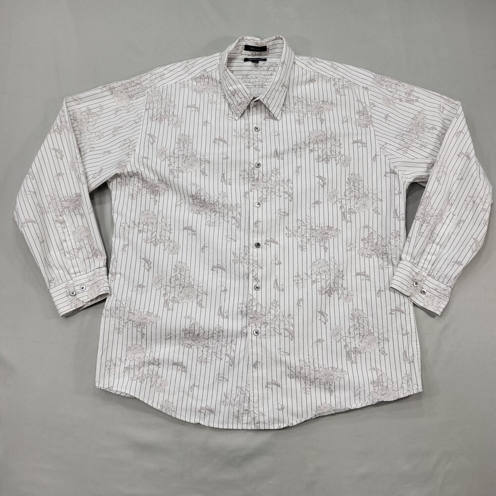 Brandini Womens Floral Stripe Button Shirt XXL Coquette Romantic Modern Blouse